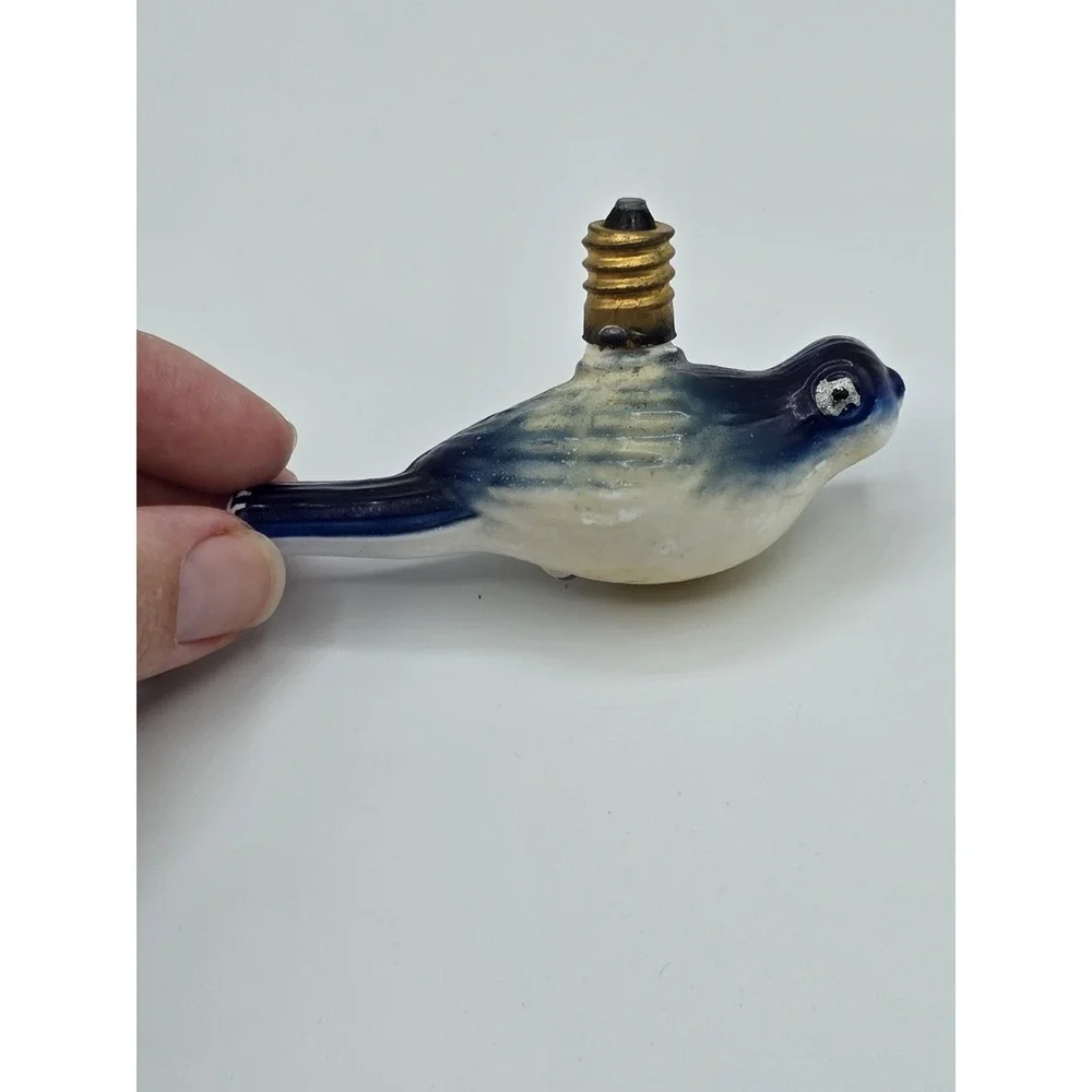 Vintage Blue Bird Figural Glass Light Bulb Mcm Art Deco Antique String‎ Light